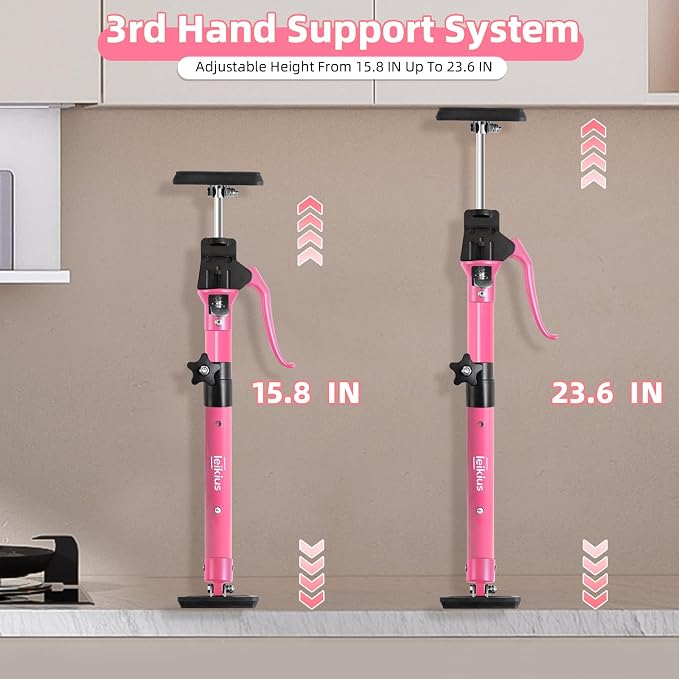 2PK Metal Cabinet Jacks for Installing Cabinets, 200LB Load 3rd Hand Support - Image 2
