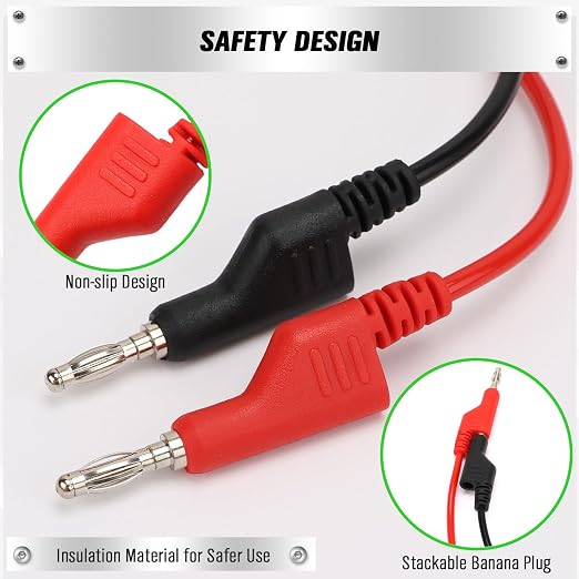 SWANLAKE 5-Piece Dual-Ended Banana Plug Test Leads, 1000V 15A 3.5ft/1M - Image 5