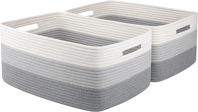 OIASKET Large Storage Basket for Organizing, Woven Rope Basket for Shelves by OIASKET