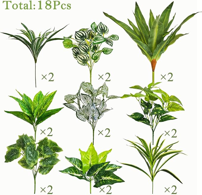 Artificial Plants for Outdoors Faux Greenery Leaves UV Resistant Realistic - Image 4