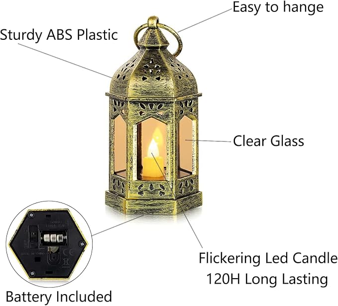 Hewory 10PCS Gold Mini Lanterns - Image 3