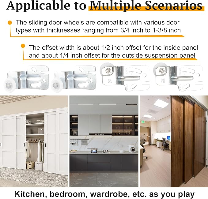 4 Pcs Sliding Closet Door Roller Kit - Image 7