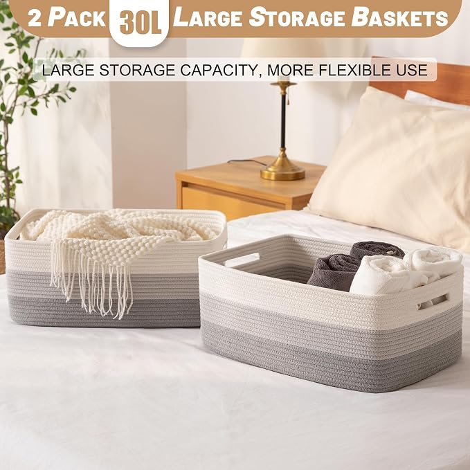 OIASKET Large Storage Basket for Organizing, Woven Rope Basket for Shelves - Image 4