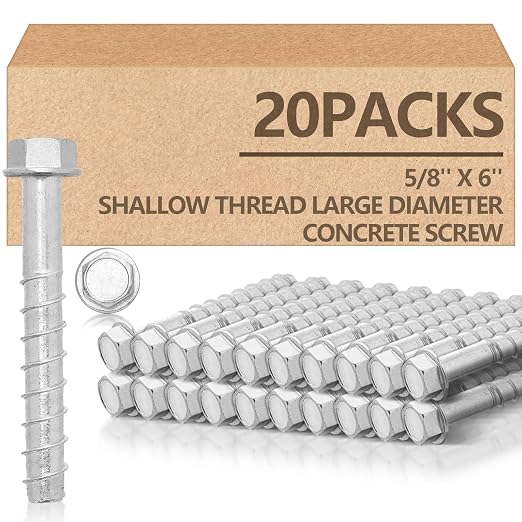 Tandefio 20 Pack 5/8 x 6 Concrete Anchors and Screw Kits Galvanized | Large by Tandefio