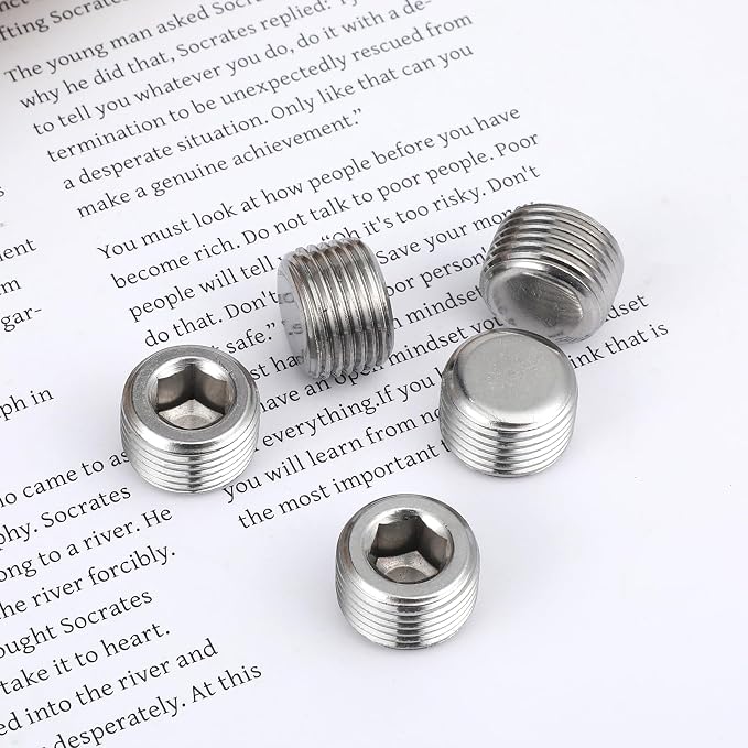 5 PCS 3/8" NPT Male Pipe Plug Stainless Steel Pipe Plug Fitting Set Hex Counter - Image 4