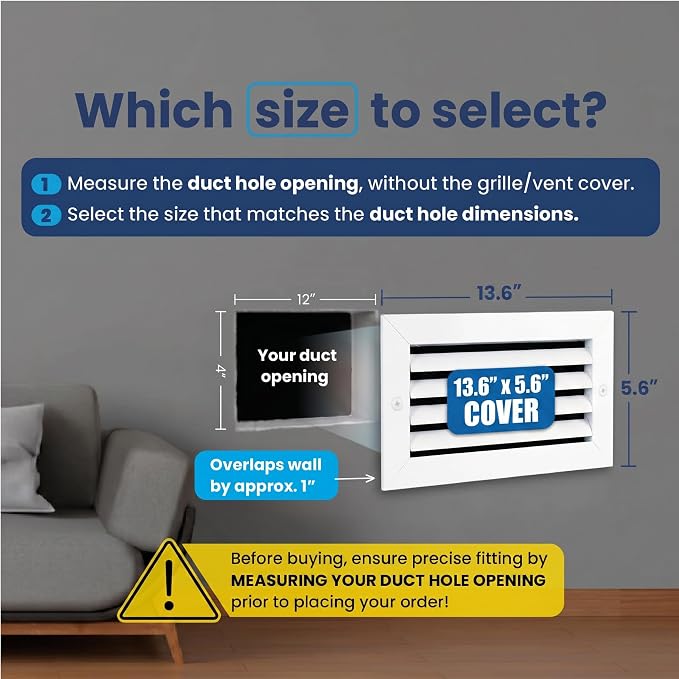 12x4 Aluminum Wall Ceiling Air Return Vent Cover HVAC Rustproof Grille - Image 2