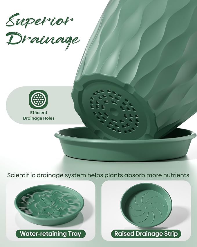 6 Pack Plant Pots with Drainage Holes, 4 Inch Plastic Indoor Flower Pots - Image 4