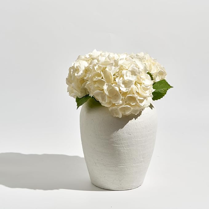 LB2 White Ceramic Large Vase, 11.8" Tall Zen Style, Terra Cotta Pitcher Vase - Image 7