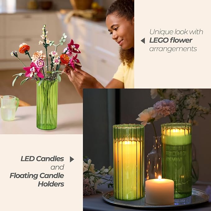 ComSaf Glass Cylinder Vase 8 Inch Tall, Hurricane Floating Candle Holder - Image 5