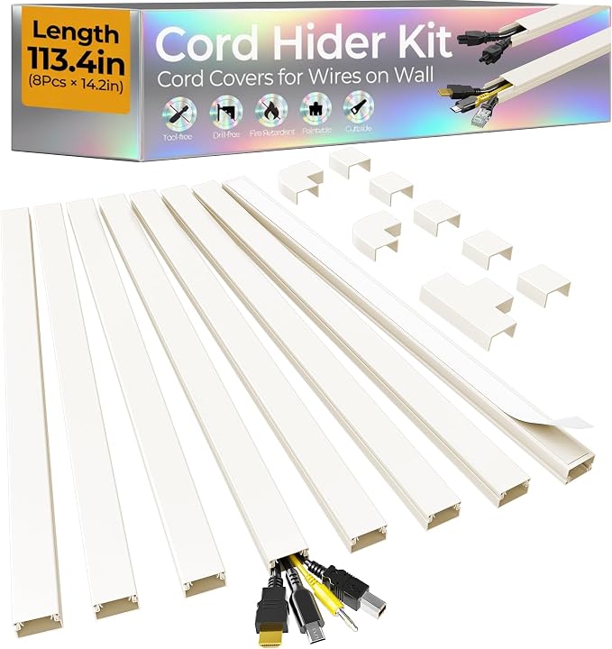113.4in Cord Hider Kit, Cord Covers by Wuitaouy