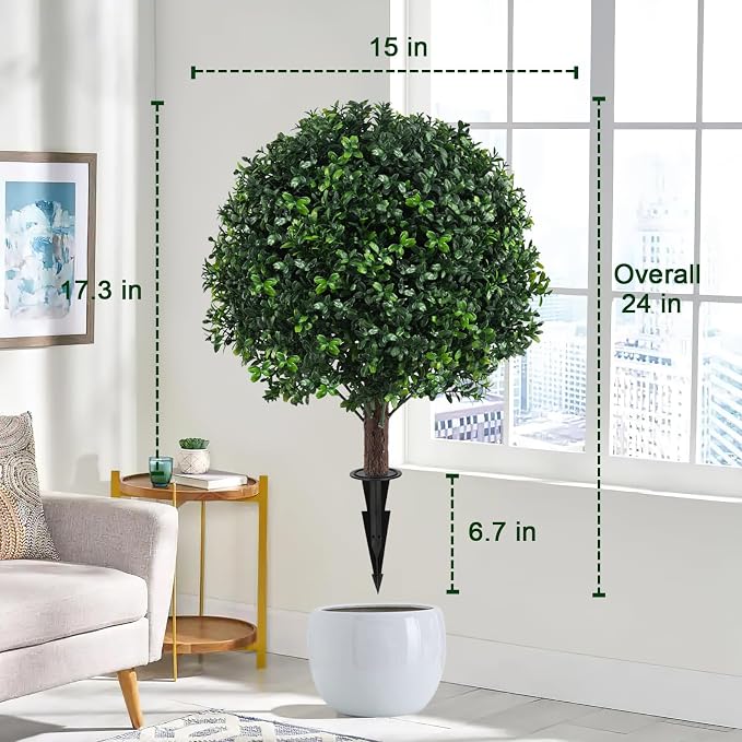 Chillchard 2 Pack UV Resistant Artificial Boxwood Plants Outdoor Topiary | - Image 2