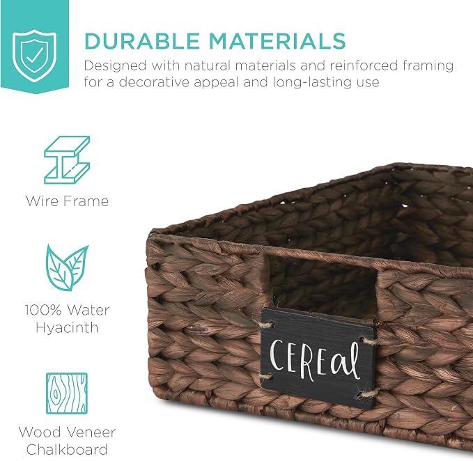 Best Choice Products Set of 4 16x12in Large Water Hyacinth Pantry Baskets - Image 5