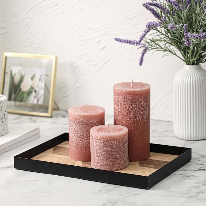 3x6 Inch Brown Pillar Candles Set of 3 - Image 5
