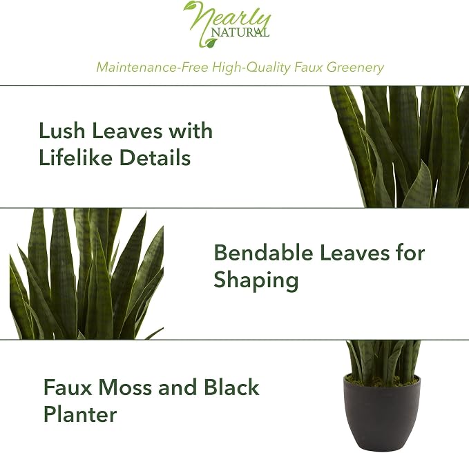 Nearly Natural 35 in Artificial Sansevieria Plant - Image 3
