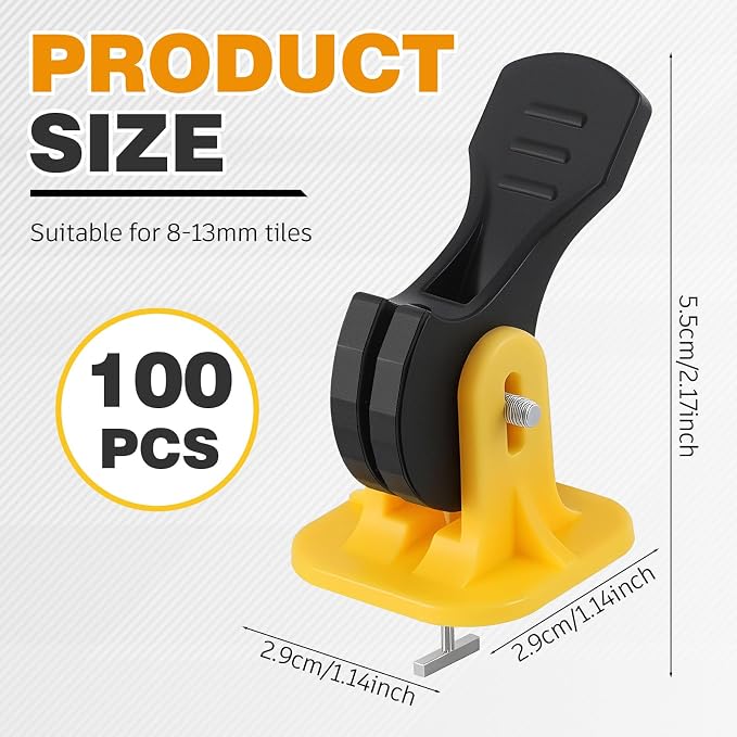 Nuanchu Tile Leveling System Kit 100 Reusable Tile Spacers + 100 1/16'' - Image 2