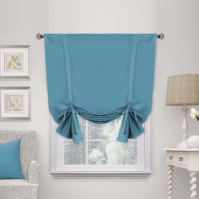 H.VERSAILTEX Blackout Tie Up Curtain Thermal Insulated Curtain Bathroom by HVERSAILTEX