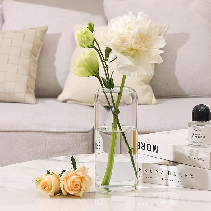 ComSaf Glass Flower Vase 8 Inch Tall, Living Room, Wedding Decor, Mother's Day - Image 2