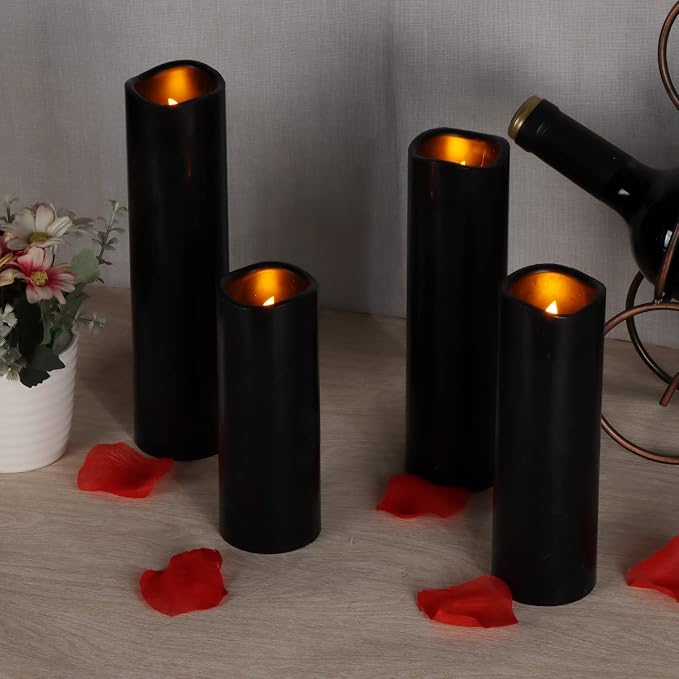 Flameless Candles Led Candles Pack of 9 Black Real Wax Battery Candles - Image 4