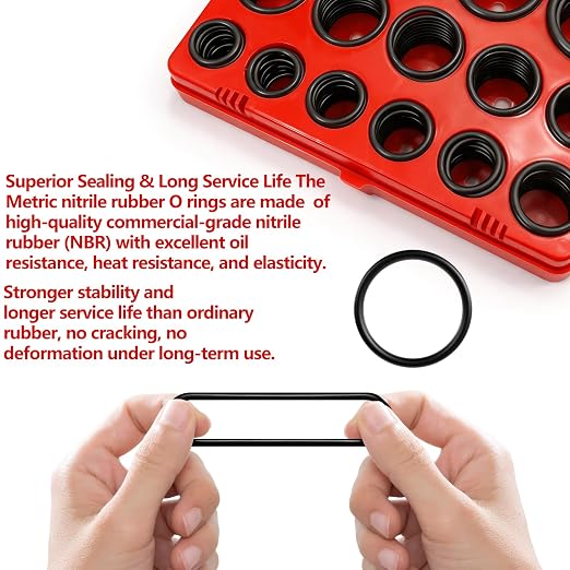 382 PCS O-Ring Assortment Kit, 30 Metric Sizes Nitrile Rubber O Rings, - Image 3