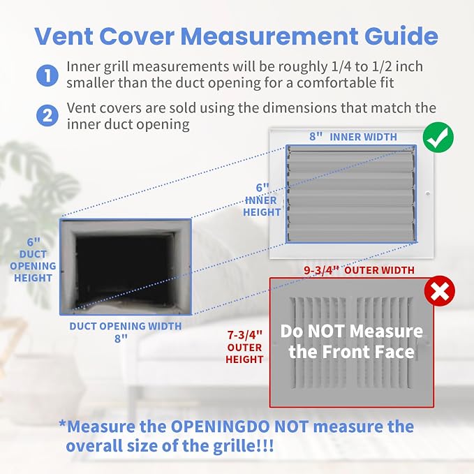 8 x 6 Inch Air Vent Covers for Wall or Ceiling - Image 6