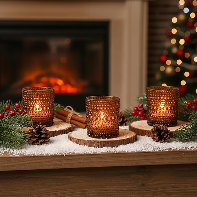 36 Pack Votive Candle Holders, Amber Vintage Candles Holders - Image 6