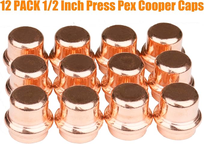 WHK 12 Pack 1/2 Inch Pro press Copper End Cap Pro Press 1/2" Cooper End Plug - Image 4