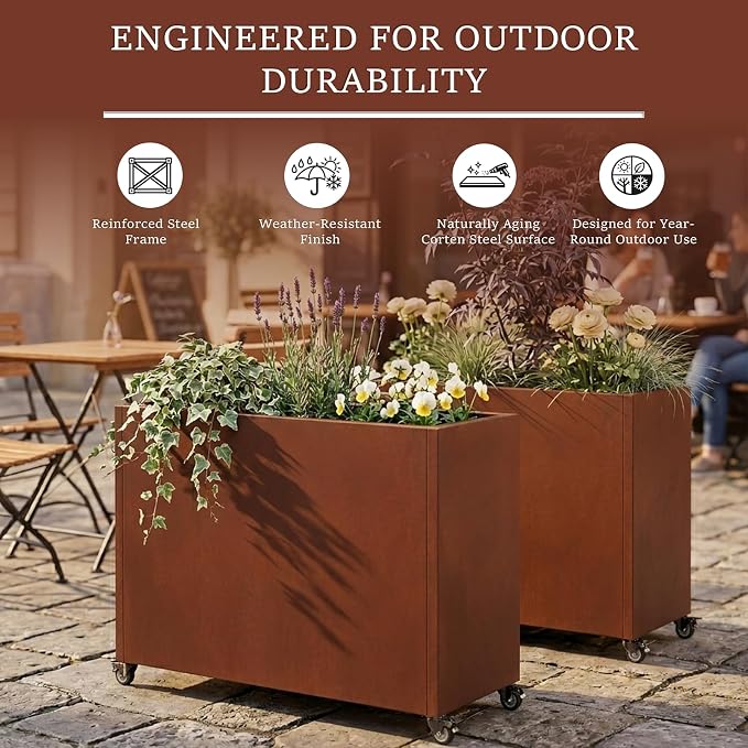 36 Inch Corten Steel Planter Box - Image 9