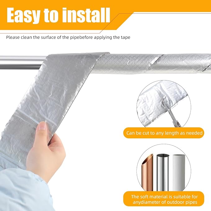 32.8 Ft x 3 Inch Pipe Wrap Insulation Tape, Self Adhesive Foam and Foiled - Image 6