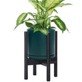 D'vine Dev Ceramic Pot with Ebony Wood Stand, 8 in, 55-B-M-4 | Mid-Century by DvineDevPlanterPotsandStand