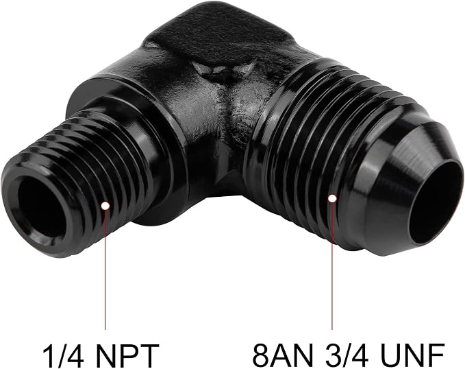 EVIL ENERGY 8AN to 1/4" NPT Male 90 Degree Fitting Adapter Aluminum 2PCS - Image 2