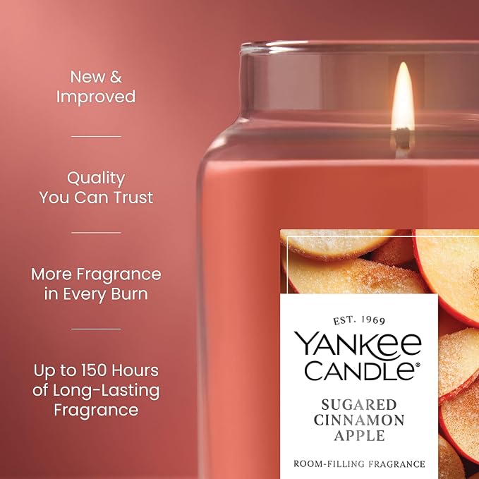 Yankee Candle Sugared Cinnamon Apple, Scented Candle, 22oz Large Jar - Image 3
