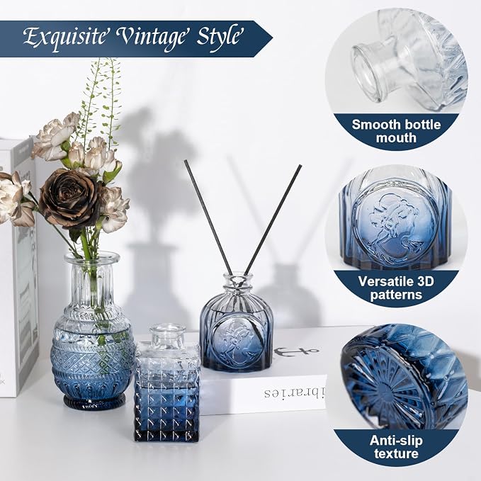 Clear Gradient Blue Glass Bud Vase Set of 22 Pcs, Small Bud Vases in Bulk - Image 8