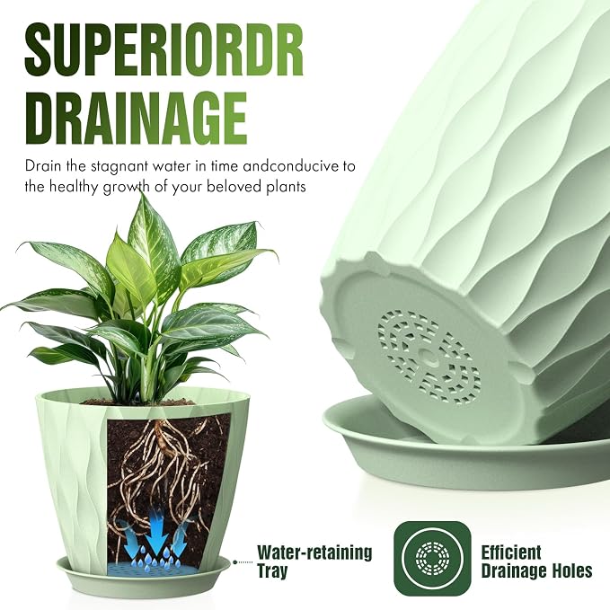 8 Inch Plant Pots 4 Pack Plastic Planters - Image 4