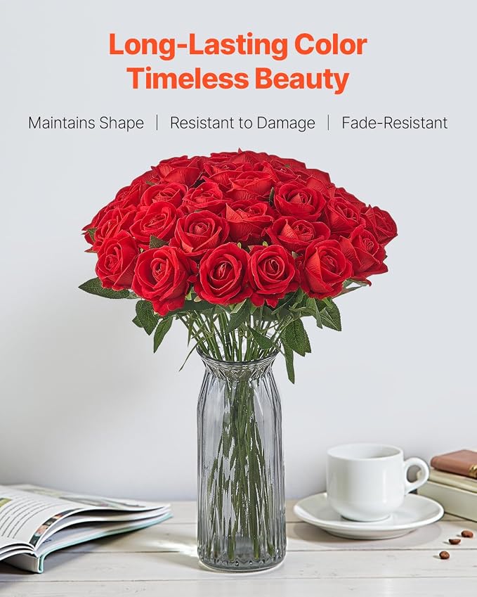 VEVOR Artificial Flowers, Faux Red Bridal Shower - Image 3