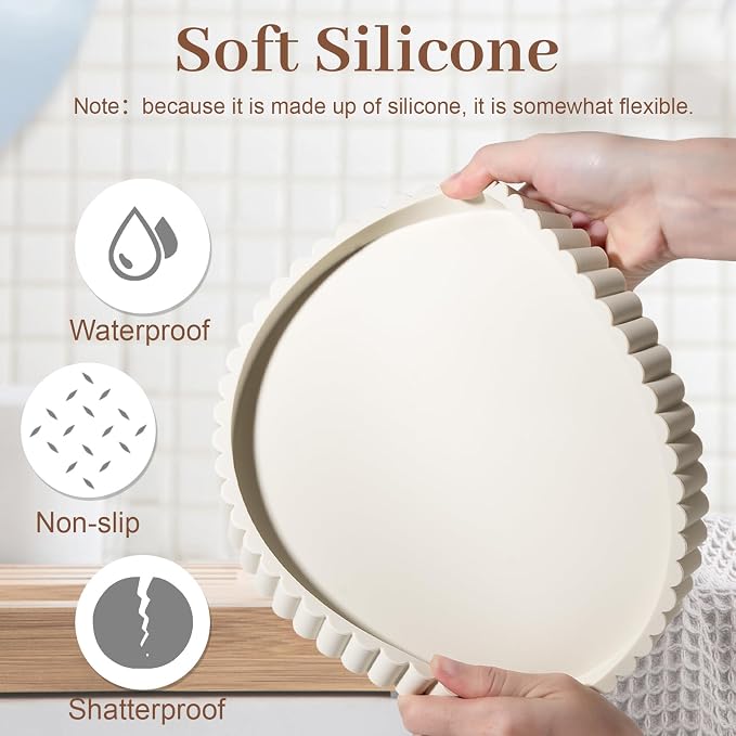 Round Bathroom Tray Perfume Organizer Coffee Table Decor, Heat-Resistant - Image 3