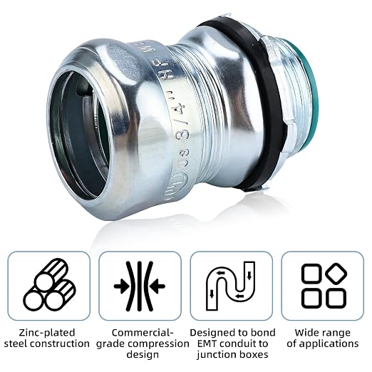 3/4 Inch EMT Raintight Compression Connector, Zinc Plated Steel Electrical - Image 5