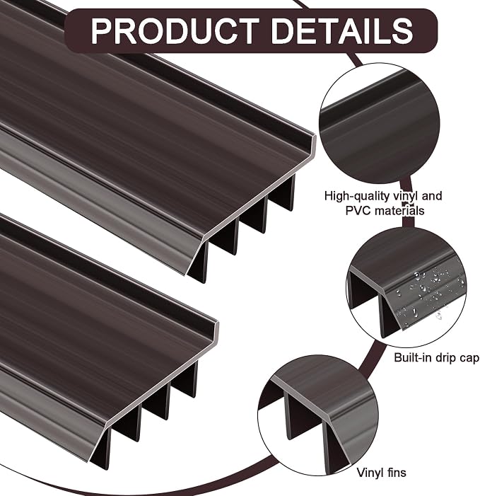 2 Pcs 4 Feet Brown Vinyl Door Bottom Adjustable Weatherstrip Door Bottom - Image 3