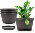 Quarut 4 Pack 10 inch Flower Pots, Plastic Plants Pots Outdoor | Planters by Quarut