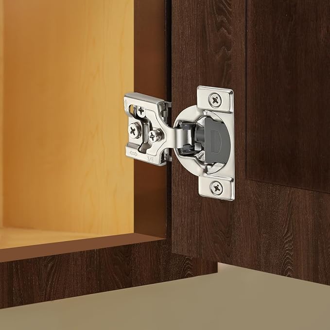 Satin Nickel Cabinet Hinges 3/8 Inch Overlay, 50 Pack | Stainless Steel Build - Image 2