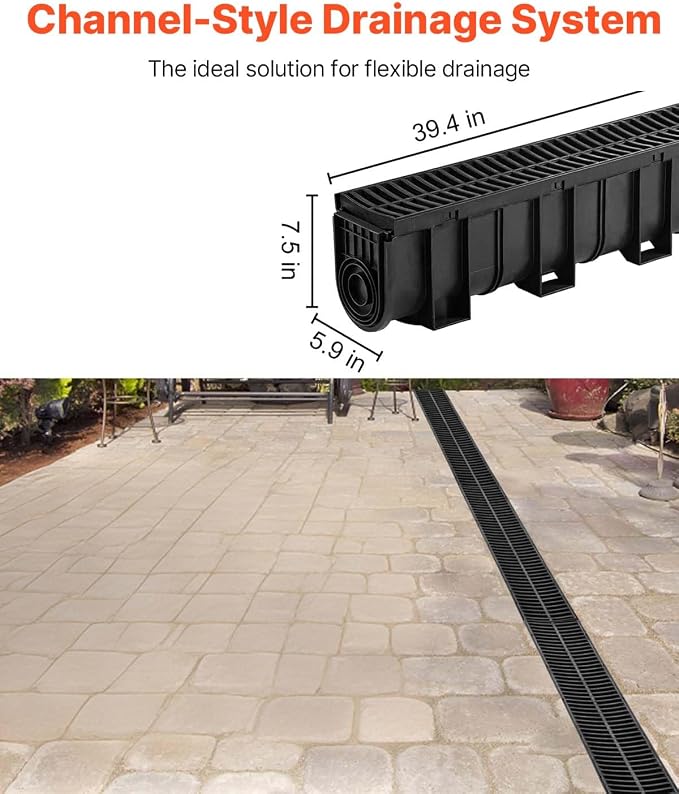 VEVOR Trench Drain System 4 Pack, Channel Drain - Image 2