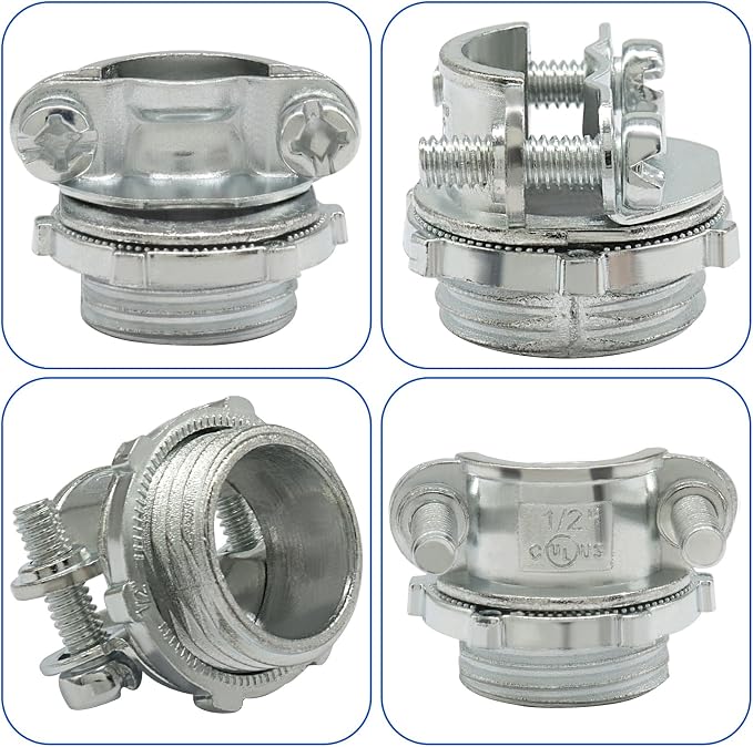 50 Pcs 1/2 Inch Clamp Type Cable Connectors, - Image 4