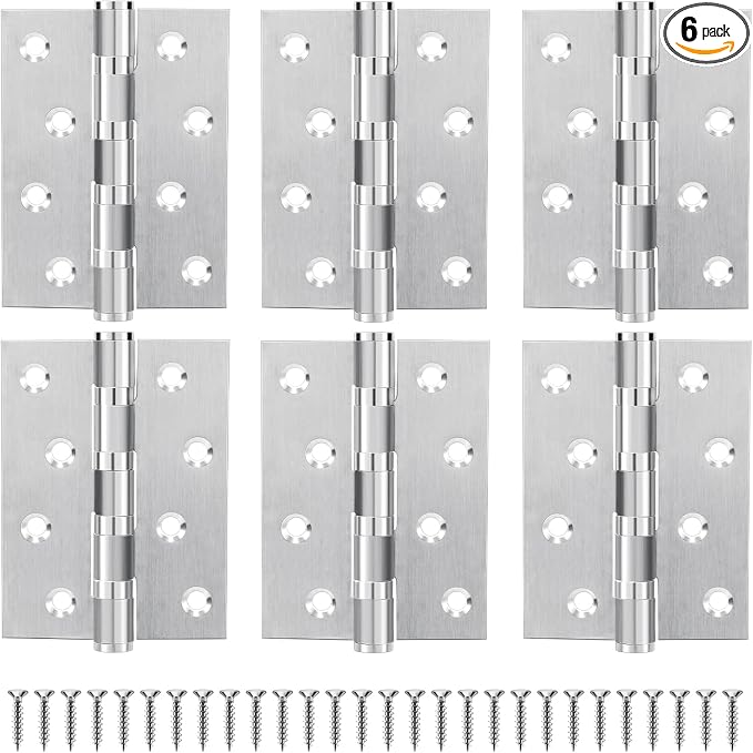 6 Pack 4 Inch Door Hinges Heavy Duty, Stainless Steel Ball Bearing Hinges by MOZCORNHARDWARE