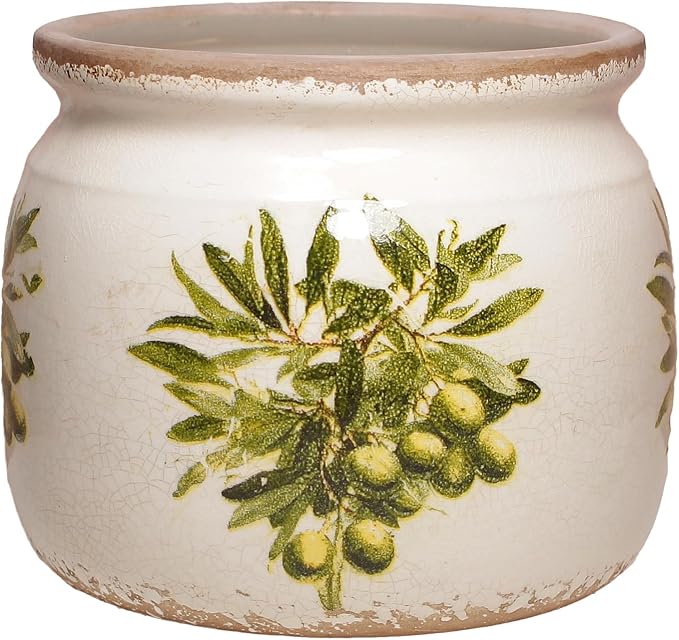 Olive Ceramic Planter, Italian Mediterranean Flower Pot by XiaanJiaju