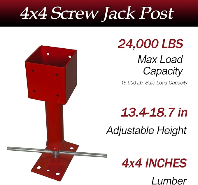 4x4 Screw Jacks, Adjustable Jack Post House Jacks - Image 3