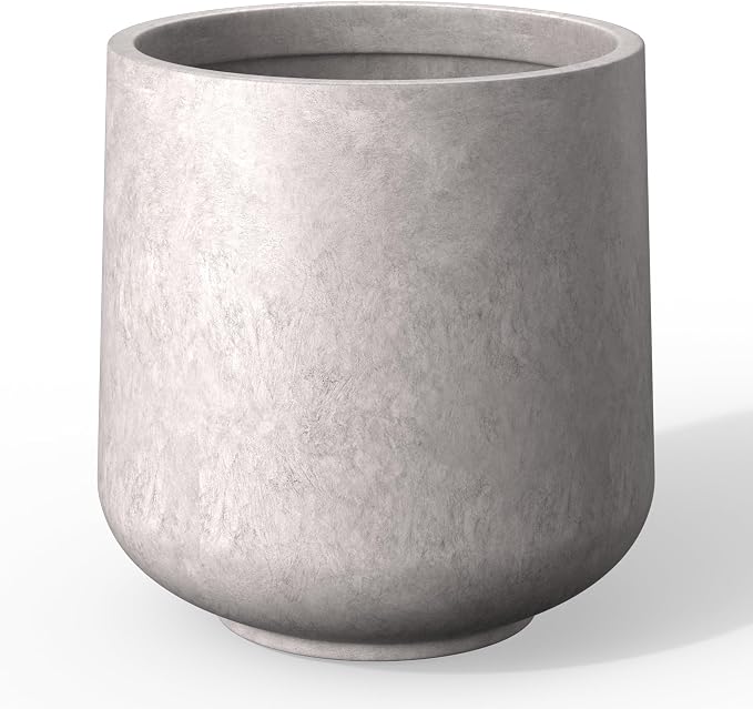 Kante Large Round Curved CON Gray Concrete Planter 16.5" Dia, Outdoor | Rubber by Unknown