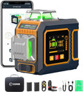 Green Laser Level, 3x360° Side LCD 12-Line Self-Leveling, Pulse Mode by CIGMAN