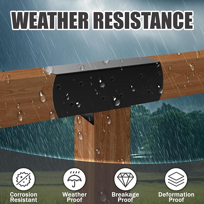 2 Pcs 4"x 4" 3-Way Pergola Bracket Post | T-Shaped Bracket Woodworks Pergola - Image 4