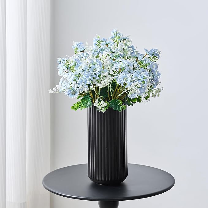Black Ceramic Flower Vase for Pampas Grass, 8 inch Small Decorative Centerpiece - Image 2