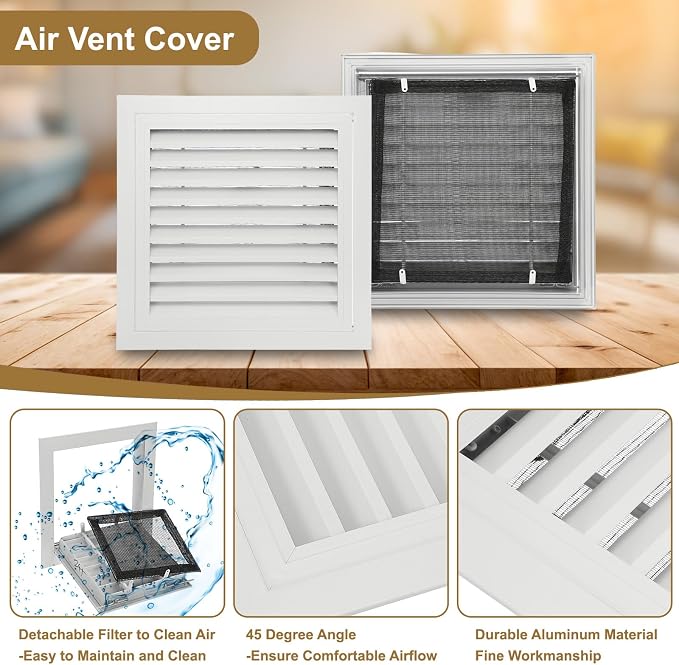 PATIKIL 16" x 16" Aluminum Return Grille, Return Air Vent Cover Linear Bar - Image 3