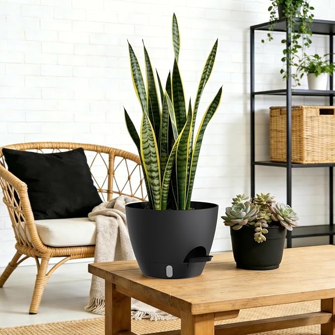 Self Watering Pots with Drainage Holes, 3 Pack 12/10/8 Inch Plant Pots with - Image 6
